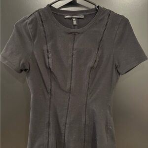 White House Black Market Black Fitted Short Sleeve T-Shirt